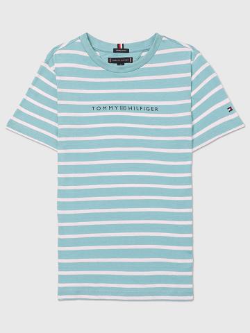 Lány Tommy Hilfiger Stripe Póló Aqua | HU 1949ILH